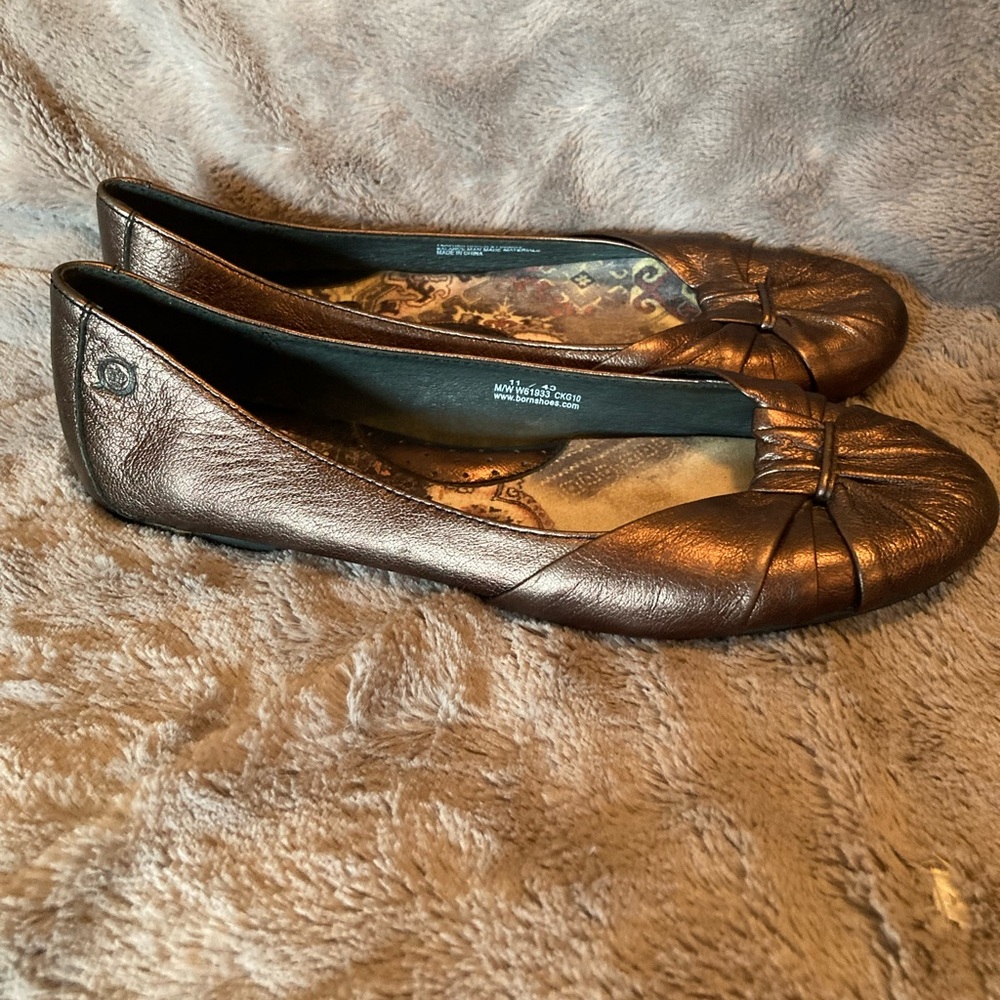 Born Metallic Bronze Leather Ballet Flats